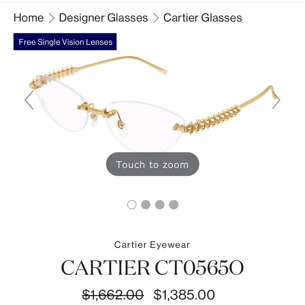 Cartier CT0565O elegant gold frames